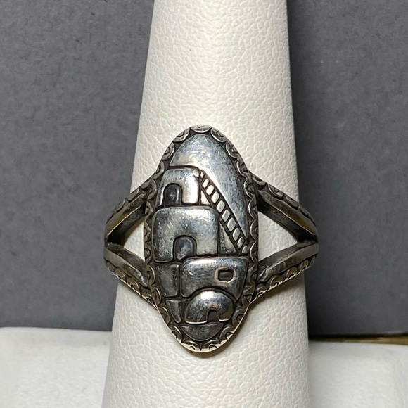 Carolyn Pollack Relios sterling silver Pueblo House Scenic Ring - Picture 1 of 7